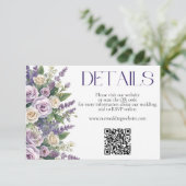 Elegant Purple Lavender Roses Wedding Website QR エンクロージャーカード (スタンド正面)