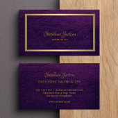 Elegant purple leather gold frame professional 名刺
