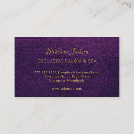 Elegant purple leather gold frame professional 名刺 (裏面)