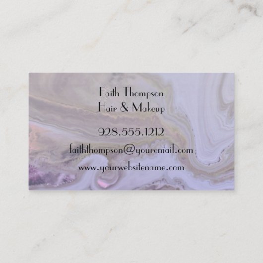 Elegant Purple Marble Hair Stylist 名刺 (裏面)