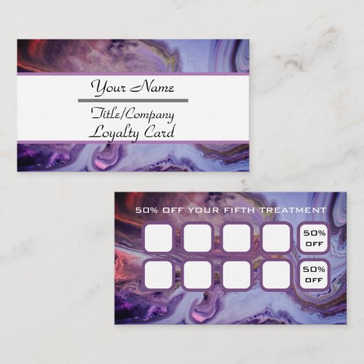 Elegant Purple Marble Hair Stylist Loyalty Card ロイヤリティカード (正面/裏面)