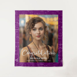 Elegant Purple Math Congratulations Photo Graduate タペストリー