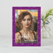 Elegant Purple Math Handwritten Photo Graduation  案内状 (スタンド正面)