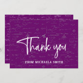 Elegant Purple Mathematics Formulas Graduation サンキューカード (正面/裏面)