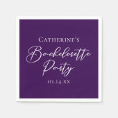 Elegant Purple Minimalist Bachelorette Party スタンダードカクテルナプキン (正面)