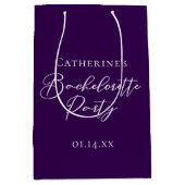 Elegant Purple Minimalist Bachelorette Party ミディアムペーパーバッグ (正面)