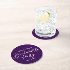 Elegant Purple Minimalist Bachelorette Party ラウンドペーパーコースター