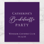 Elegant Purple Minimalist Bachelorette Party ワインラベル (シングルラベル)