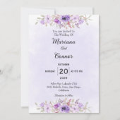 Elegant Purple Minimalist Floral Wedding 招待状 (正面)