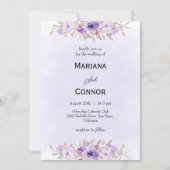 Elegant Purple Minimalist Floral Wedding 招待状 (正面)