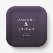 Elegant Purple Minimalist Wedding Invitation ペーパープレート (正面)