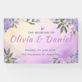 Elegant Purple Modern Minimalist Wedding 横断幕 (横)