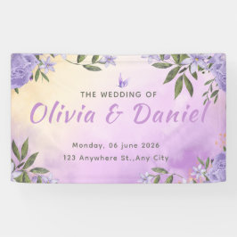 Elegant Purple Modern Minimalist Wedding 横断幕