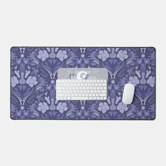 Elegant Purple Monochrome Damask Personalized デスクマット (キーボード&マウス)