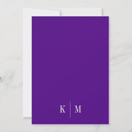 Elegant Purple Monogram Wedding  招待状 (裏面)