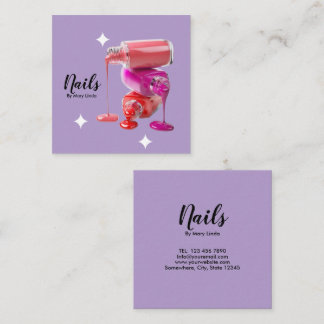 Elegant Purple Nail Technician スクエア名刺