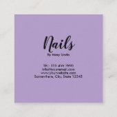 Elegant Purple Nail Technician スクエア名刺 (裏面)