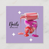 Elegant Purple Nail Technician スクエア名刺 (正面)