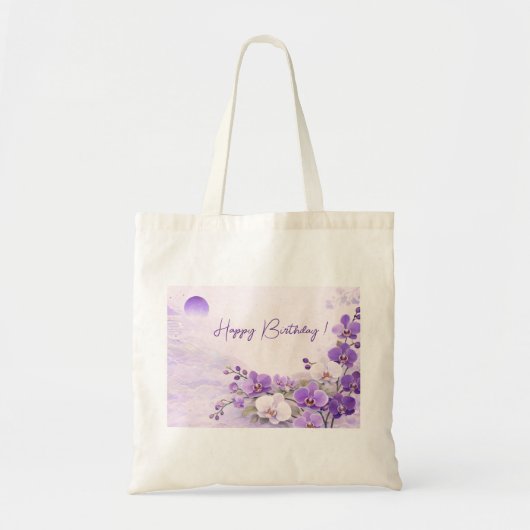 Elegant Purple Orchid Birthday  トートバッグ (正面)