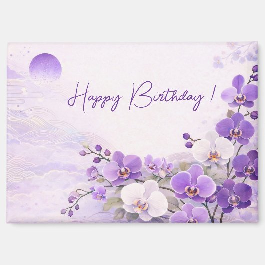 Elegant Purple Orchid Birthday  マグネット (正面)
