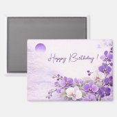 Elegant Purple Orchid Birthday  マグネット (正面/裏面)