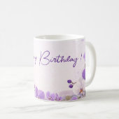 Elegant Purple Orchid Birthday Mug コーヒーマグカップ (正面右)