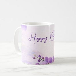 Elegant Purple Orchid Birthday Mug コーヒーマグカップ