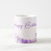 Elegant Purple Orchid Birthday Mug コーヒーマグカップ (中央)