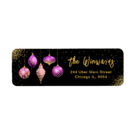 Elegant Purple Ornament Christmas ラベル