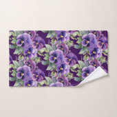 Elegant Purple Pansy Pansies Floral Towel Set バスタオルセット (ハンドタオル)