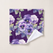 Elegant Purple Pansy Pansies Floral Towel Set バスタオルセット (ウォッシュタオル)
