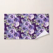 Elegant Purple Pansy Pansies Floral Towel Set バスタオルセット (ハンドタオル)
