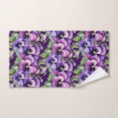 Elegant Purple Pansy Pansies Floral Towel Set バスタオルセット (ハンドタオル)