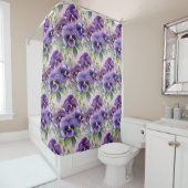 Elegant Purple Pansy Shower Curtain シャワーカーテン (インサイチュ)