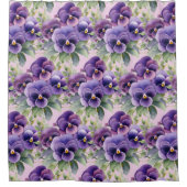 Elegant Purple Pansy Shower Curtain シャワーカーテン (正面)