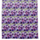 Elegant Purple Pansy Shower Curtain シャワーカーテン (正面)