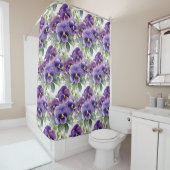 Elegant Purple Pansy Shower Curtain シャワーカーテン (インサイチュ)