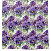 Elegant Purple Pansy Shower Curtain シャワーカーテン (正面)