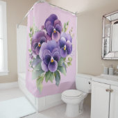 Elegant Purple Pansy Shower Curtain シャワーカーテン (インサイチュ)