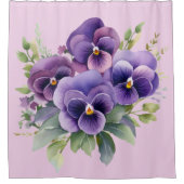 Elegant Purple Pansy Shower Curtain シャワーカーテン (正面)