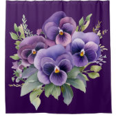 Elegant Purple Pansy Shower Curtain シャワーカーテン (正面)