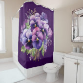 Elegant Purple Pansy Shower Curtain シャワーカーテン (インサイチュ)