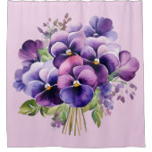 Elegant Purple Pansy Shower Curtain シャワーカーテン (正面)