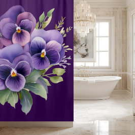 Elegant Purple Pansy Shower Curtain シャワーカーテン