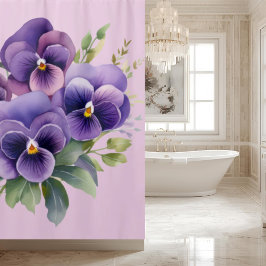 Elegant Purple Pansy Shower Curtain シャワーカーテン