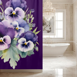 Elegant Purple Pansy Shower Curtain シャワーカーテン