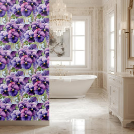 Elegant Purple Pansy Shower Curtain シャワーカーテン