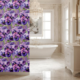 Elegant Purple Pansy Shower Curtain シャワーカーテン