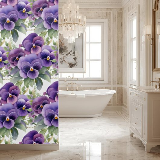 Elegant Purple Pansy Shower Curtain シャワーカーテン