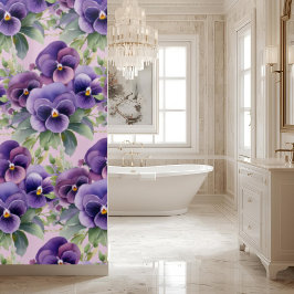 Elegant Purple Pansy Shower Curtain シャワーカーテン